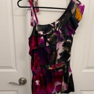 bebe Multicolor One-Shoulder Blouse